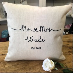 Personalised Cushion Mr & Mrs - Wedding Anniversary Gift - Wade Design